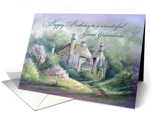 Happy Birthday to Great Grandma, House in Flowering Garden card