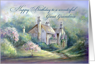 Happy Birthday to Great Grandma, House in Flowering Garden card