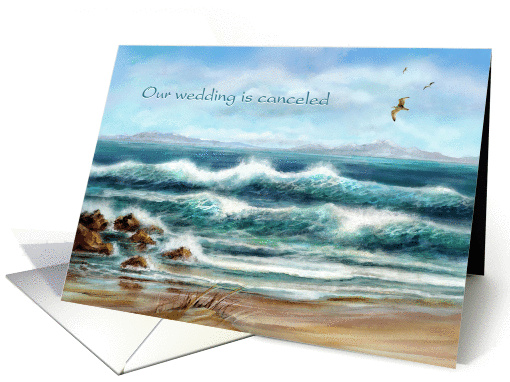 Wedding Canceled, Blue Seascape, Apology for Cancellation card
