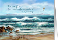Thank You for Your Sympathy, Seascape with Aqua Blue Waves card