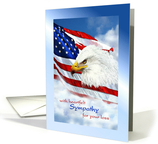 Sympathy for Loss of Military Hero, Eagle & American Flag card