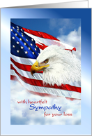 Sympathy for Loss of Military Hero, Eagle & American Flag card