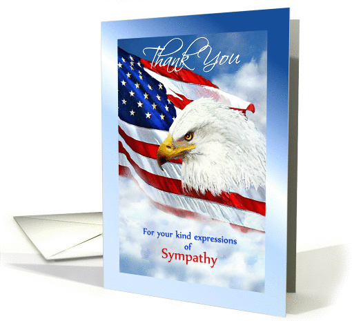 Thank You for your Sympathy, Patriotic American Flag & Eagle card