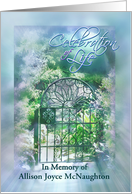 Celebration of Life Memorial Service Invitation, Garden Gate Custom card