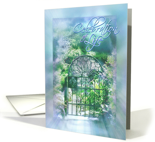 Celebration of Life Memorial Service Invitation Garden Gate card