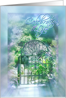 Celebration of Life Memorial Service Invitation Garden Gate card