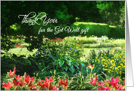 Thank You for the Get Well Gift, Sunny Garden with Red Lilies card