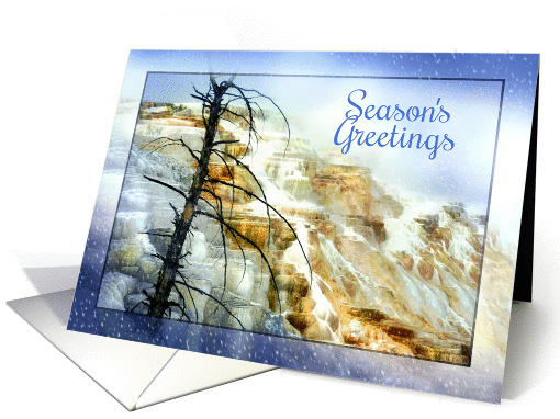 Season's Greetings Yellowstone Park Mammoth Hot Springs Winter card