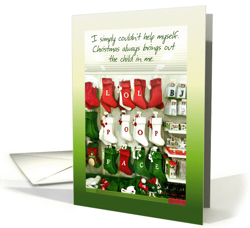 Merry Christmas, Poop Face LOL Humorous Christmas Stockings card