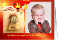 Chinese New Year of the Monkey, Orangutan Custom Photo & Name card