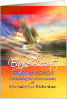 Eagle Scout Invitation, Patriotic Eagle at Sunrise with American Flag card