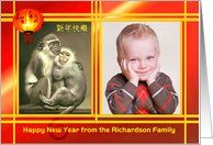 Two Loving Monkeys, Chinese New Year of the Monkey Photo Card