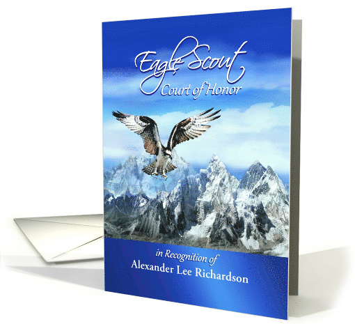 Eagle Scout Court of Honor Invitation, Flying White Eagle, Custom card