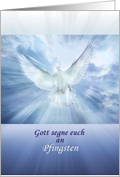 Pfingsten Pentecost Dove in German, Gott Segne euch an Pfingsten card