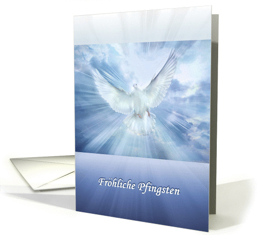 Frohliche Pfingsten, Happy Pentecost Dove in German, Pfingsten card
