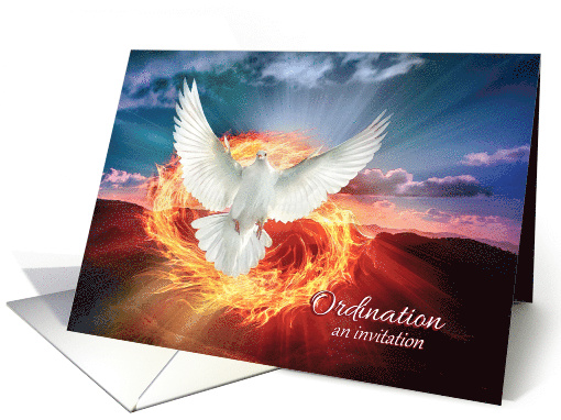 Ordination Invitation Holy Spirit Dove & Flames Ordained... (1430392)