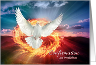 Confirmation Invitation, Blessing of the Holy Spirit, Dove & Flames card