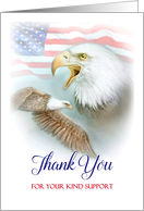 Thank You for Supporting Eagle Scout Project, Flag and Two Eagles card