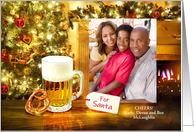 Merry Christmas Leave a Beer and Pretzel for Santa Add Photo card