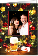 Merry Christmas Leave a Beer and Pretzel for Santa Add Photo card