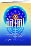 Happy Hanukkah Menorah Lights in Circle Window with Star card