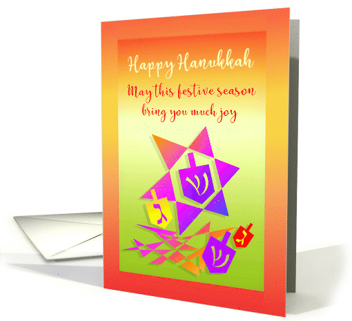 Happy Hanukkah Dancing Star of David with Dreidels for Chanukah card