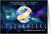 Doctors’ Day, Thank you to Doctor, Heartbeat & Earth Custom Name card