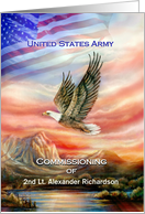 Army Commissioning, Eagle & American Flag Custom Invitation card