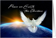 Peace on Earth at Christmas, Dove of Peace & Earth from Space card