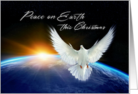 Peace on Earth at Christmas with Dove of Peace & Planet Earth card