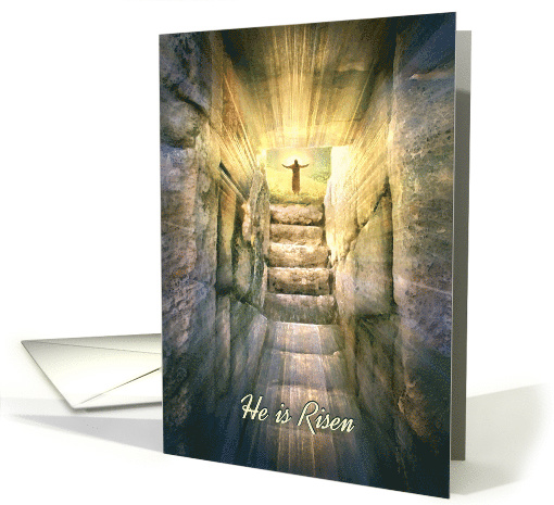 He is Risen Happy Easter with Jesus and Empty Tomb card (1507626)