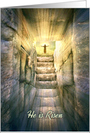 He is Risen Happy Easter with Jesus and Empty Tomb card