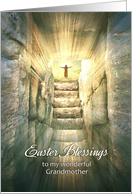 To Grandmother Easter Blessings, Empty Tomb with Jesus Silhouette card