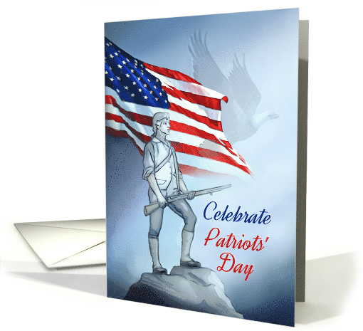 Patriots' Day Minuteman Revolutionary War Militia Man with Flag card