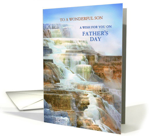 To Son on Father's Day, Mammoth Hot Springs in Yellowstone Park card