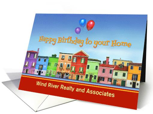 Happy Birthday to your Home from Realtor, Colorful Houses Custom card