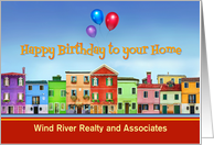 Happy Birthday to your Home from Realtor, Colorful Houses Custom card