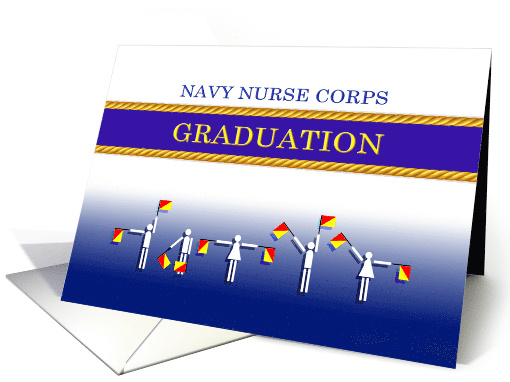 Navy Nurse Corps Graduation Party Invitation with Semaphore Flags card