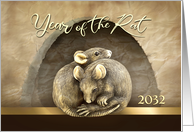 Chinese New Year of the Rat Antique Netsuke Ivory Carving Rats card