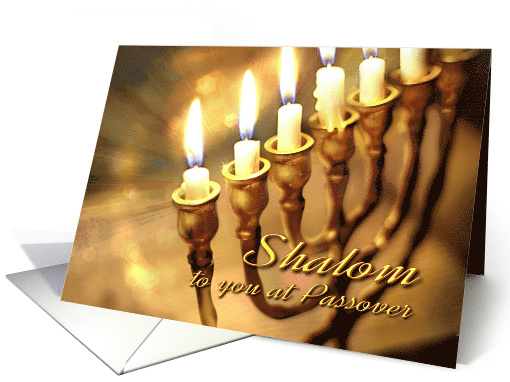 Passover Seven Branched Menorah Shalom to You at Passover card