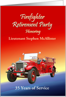 Firefighter Retirement Party Invitation Antique Fire Engine Custom card