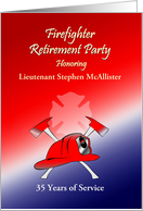 Firefighter Retirement Party Invitation Fire Hat and Axe Custom card