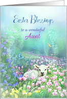 To My Aunt Easter Blessings White Lamb in Field of Tulips card