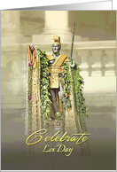 Hawaiian Lei Day King Kamehameha Statue Draped with Leis card