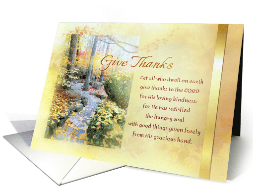 Give Thanks Happy Thanksgiving with Leafy Path and Fall Foliage card