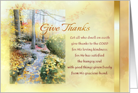 Give Thanks Happy Thanksgiving with Leafy Path and Fall Foliage card