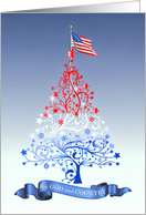 For God and Country Patriotic Christmas Tree with American Flag card