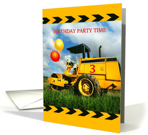 Birthday Party Invitation for 3 Year Old, Balloons &... (1597486)
