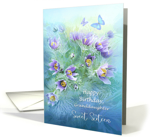Sweet Sixteen to Granddaughter Happy 16th Birthday Flower card