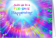 Tie-Dye Party Invitation Rainbow Colors and Peace Symbol card